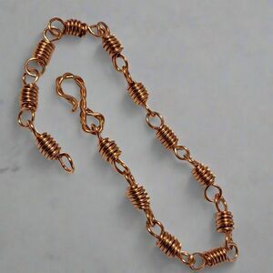 Handmade Copper Wire Wrapped Chain Bracelet – Unisex Rustic Jewelry